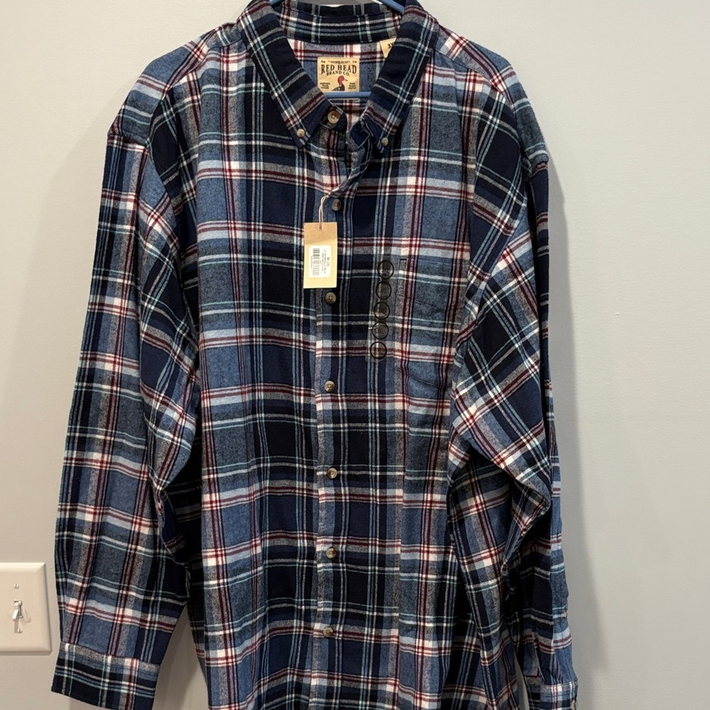 RedHead Blue and White Plaid Button Down Shirt